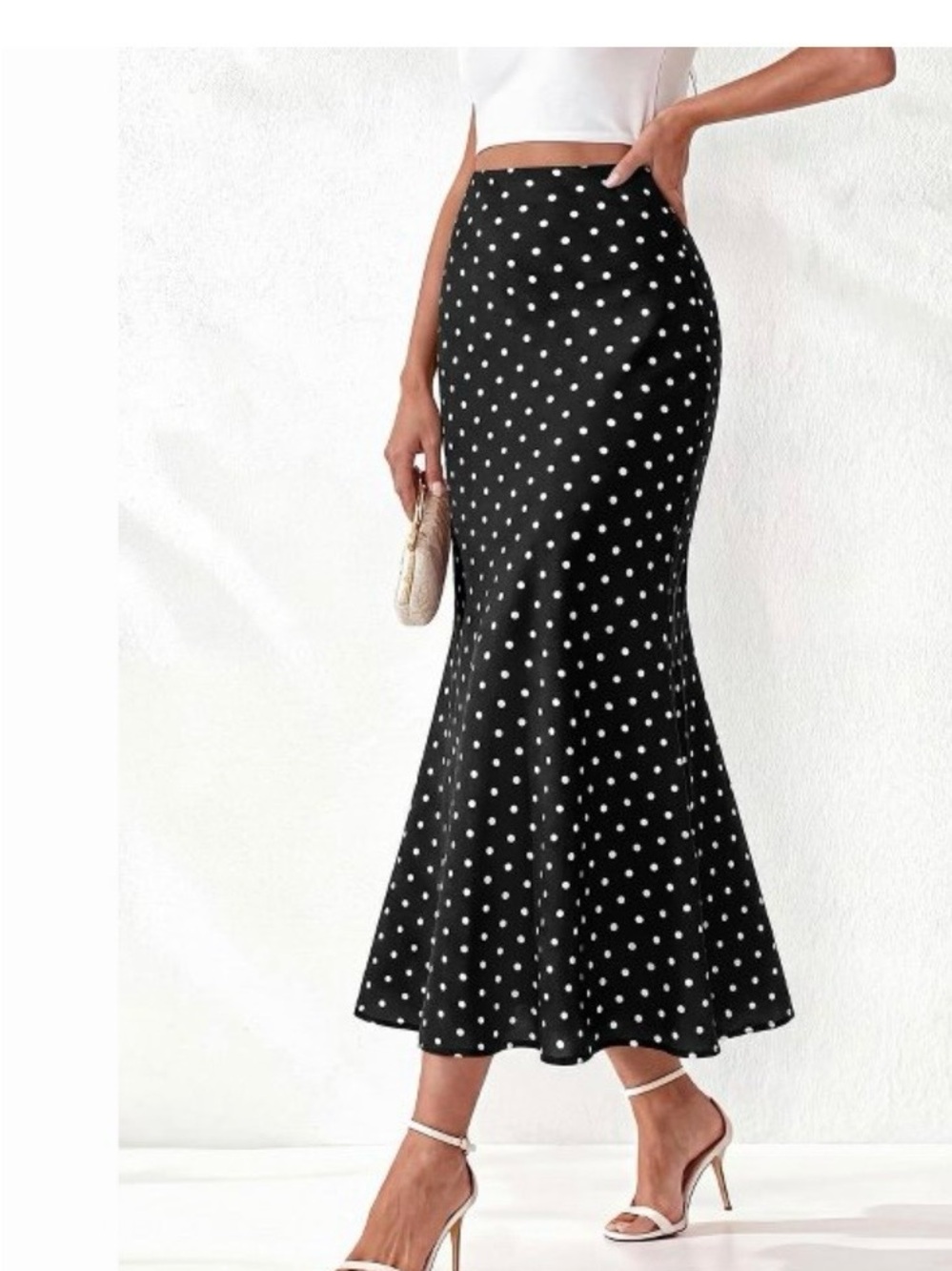 Target Black and White Polka Dot Mermaid Maxi Skirt